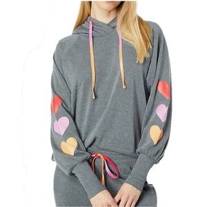 P.J. Salvage Gray Hoodie with Pink Hearts / Love in Color